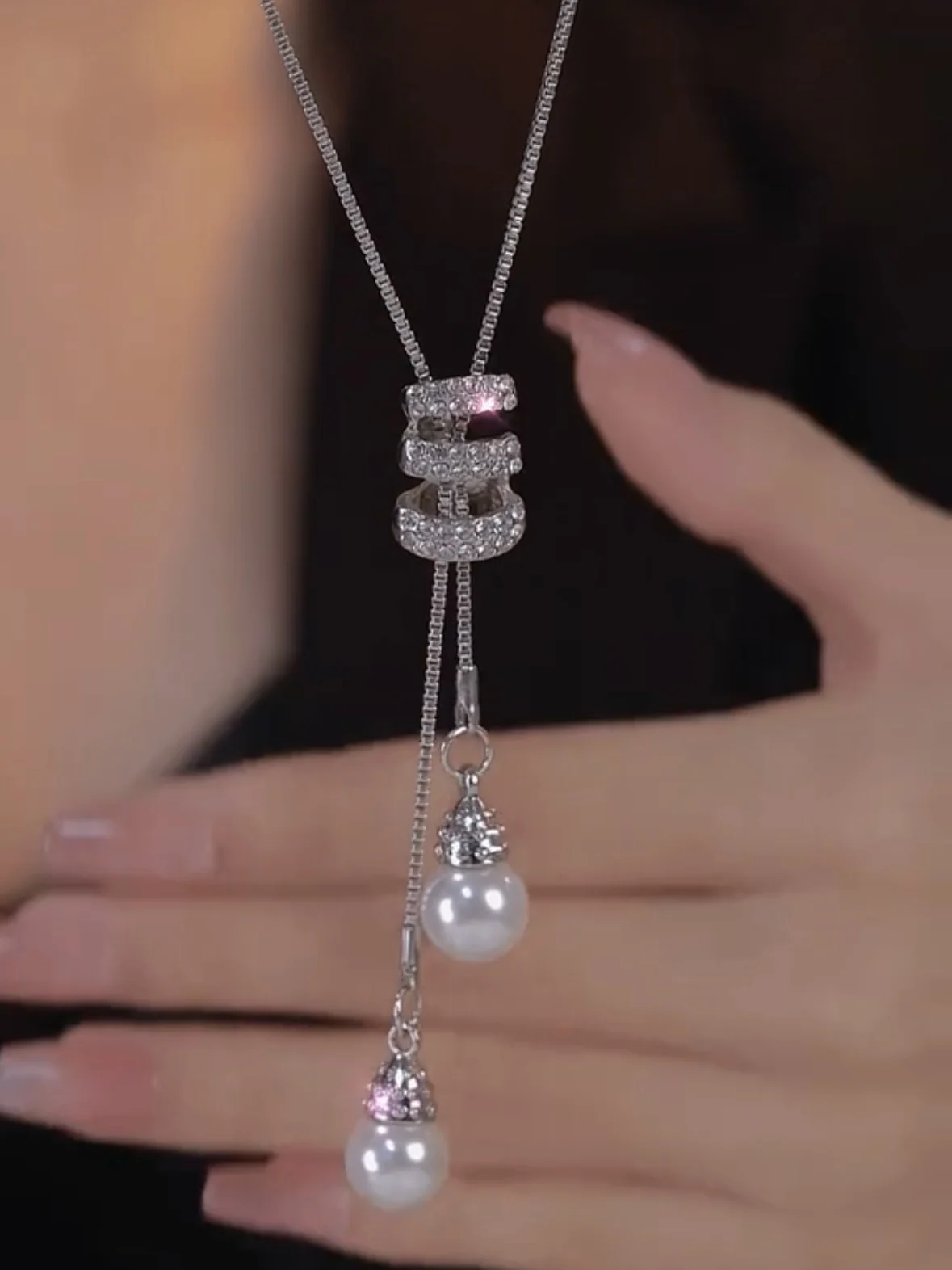  IA BEAR Long Pearl Sweater Chain E Luxo Moda Acório F Versátil Estiloso Colarinho