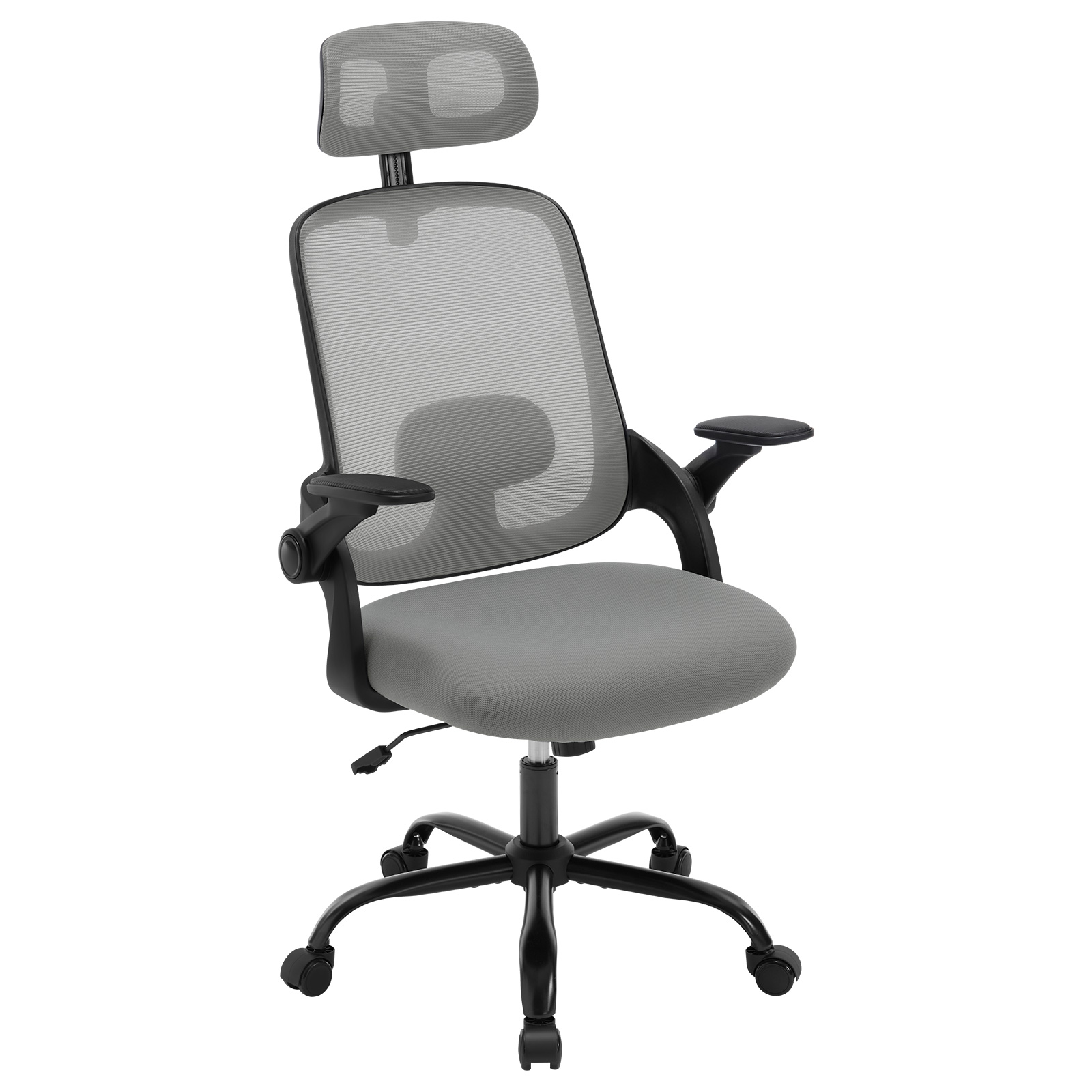 Ergonomischer Büro-Computer-PC-Schreibtischstuhl, drehbarer Netzstuhl mit Rollen, verstellbare Kopfstütze, Lordosenstütze, Heimarbeitsstuhl