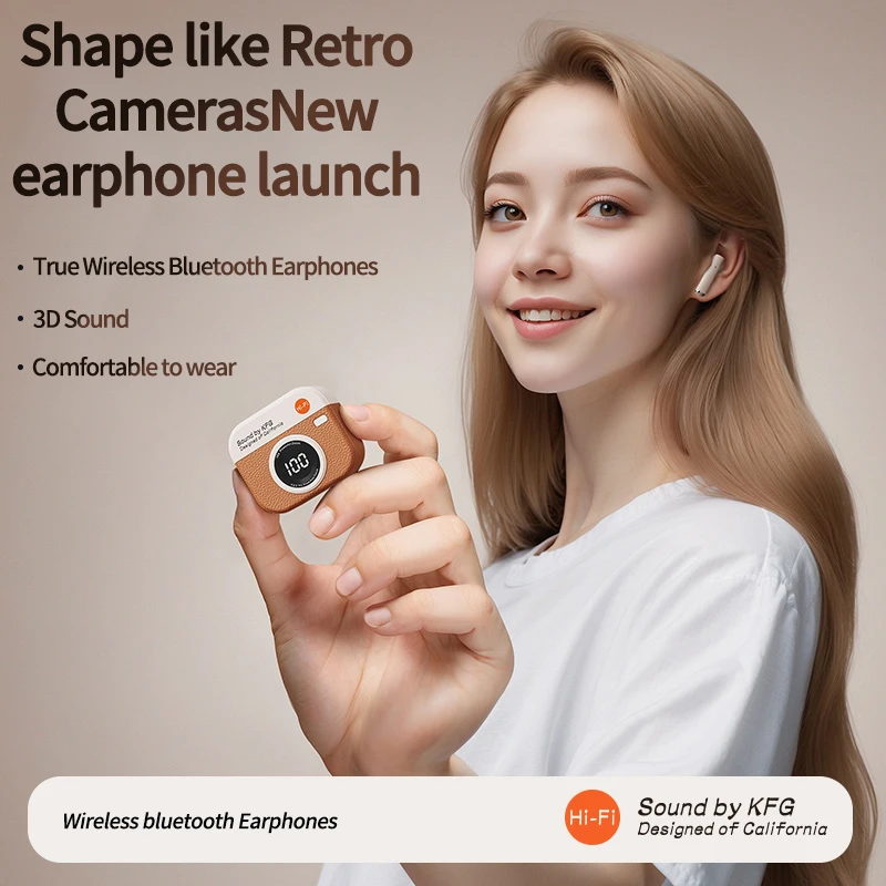 2025 Новые беспроводные наушники TWS с Bluetooth 5.4, 36 часов воспроизведения, спортивные наушники со светодиодным дисплеем и встроенным микрофоном