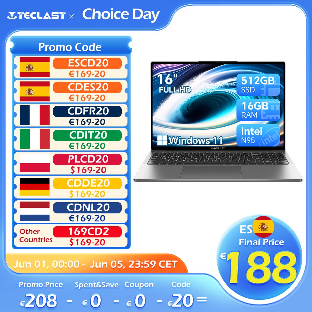 TECLAST F16 Air 16-calowy laptop, klapka 180 stopni, 16 GB + 512 GB, procesor Intel N95, Windows 11, mini HDMI, podświetlana klawiatura