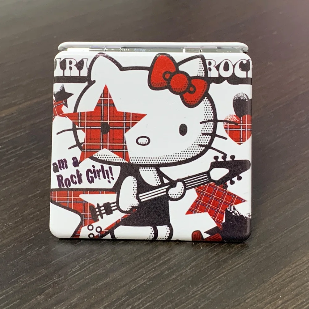 Hello Kitty Mirror Portable Small Mirror Hello Kitty Sanrio Portable Folding Mirrors Double-Sided Pattern Makeup Gift For Girl
