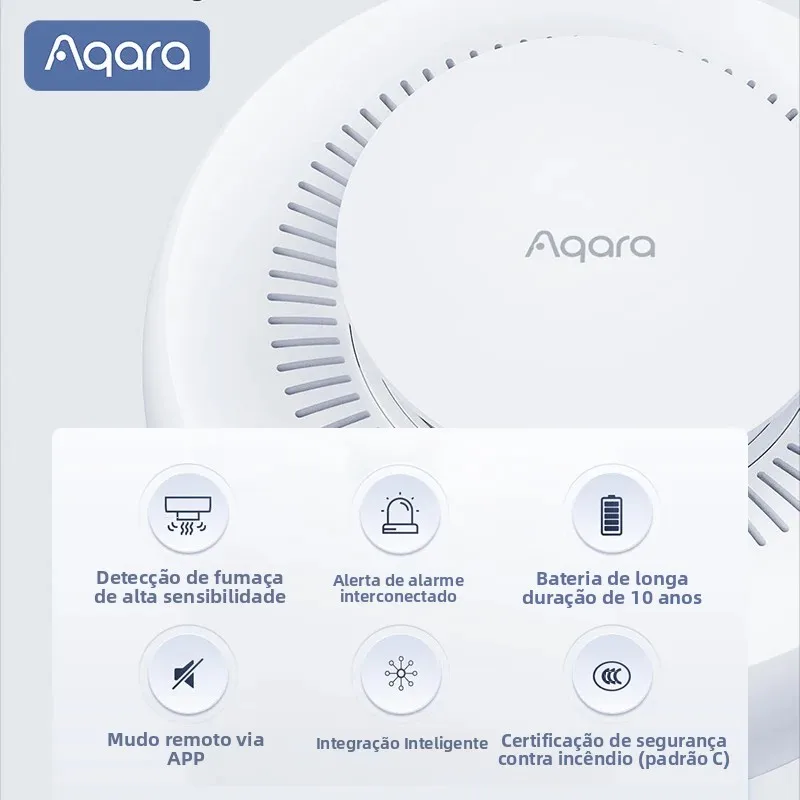 Aqara novo alarme de fumaça inteligente zigbee 3.0 detector de fumaça proteção contra incêndio alarme de segurança em casa som luz alarme com homekit mi casa