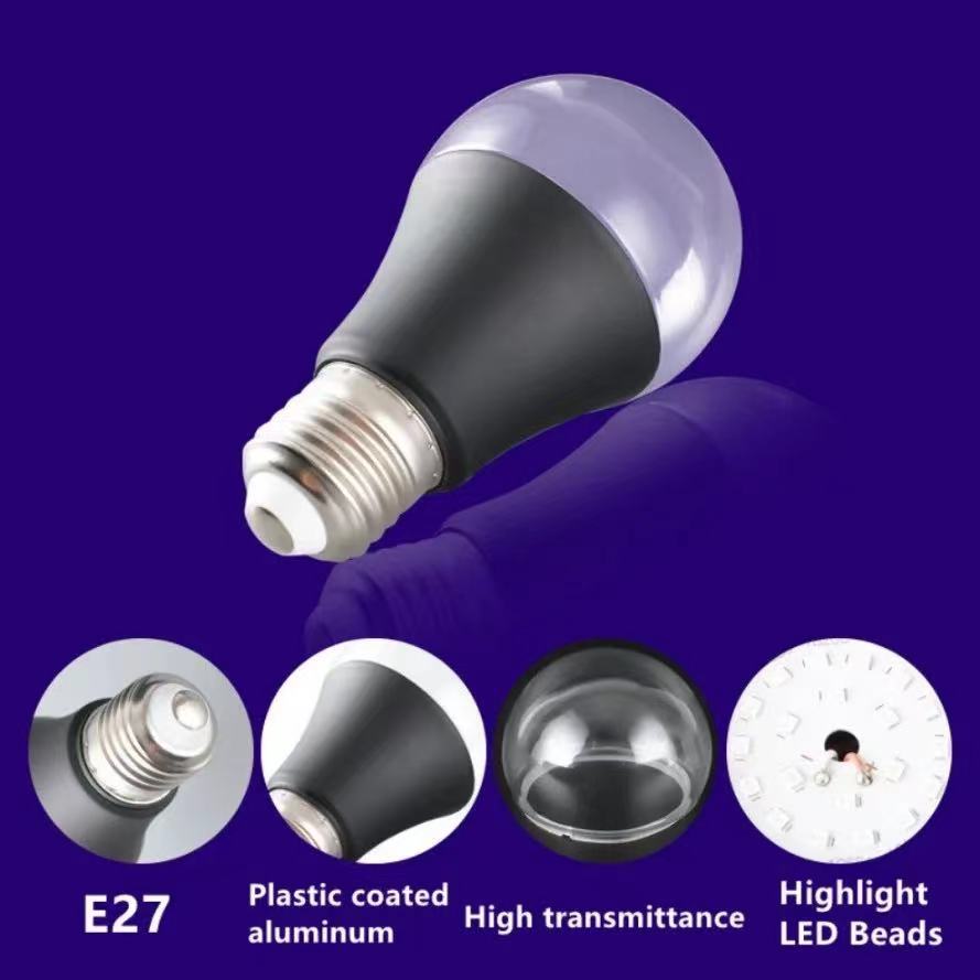 12 ワット UV パープル LED 電球 AC 85-265V PurpleTransparent カバーホテルパーティーゴーストハウス蛍光雰囲気装飾ライト