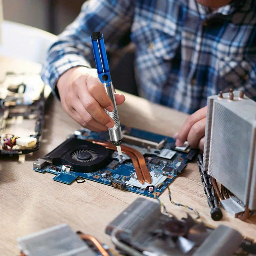 Herramienta de bomba de succión para desoldar de aluminio, ventosa para soldar, dispositivo de eliminación de pluma de estaño, soldador al vacío azul, desoldador