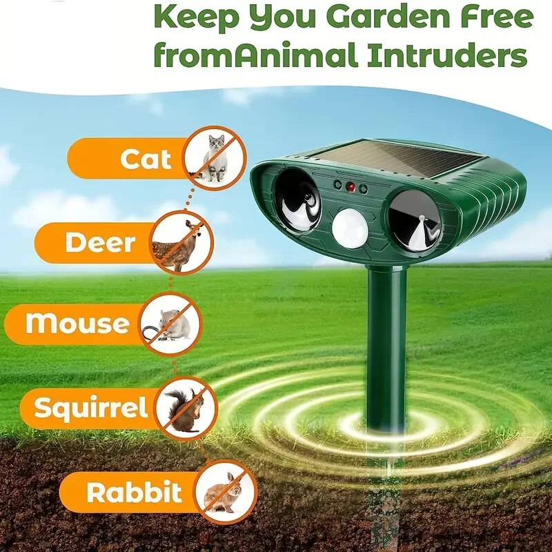 1pc Ultrasonic Repelente Animal Cat Dog Repelente Solar Powered Jardim Recarregável Impermeável Animal Deterrent Para Farm Yard