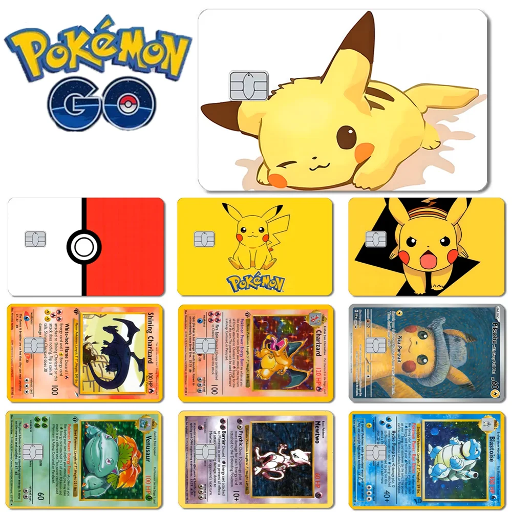 Pokemon Card Decals Creditcard Skin Stereo 2.5D Stickers Pikachu Blastoise Decoratie Waterdichte Matte Frosted Stickers