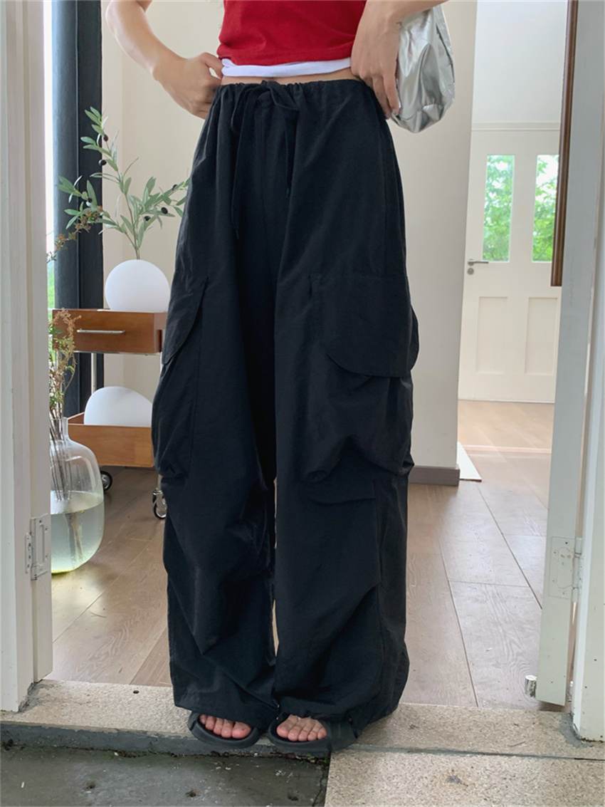 Alien Kitty celana kasual wanita, longgar saku kaki lebar Semua cocok mode 2024 olahraga Mujer ramping baru pakaian jalanan musim panas