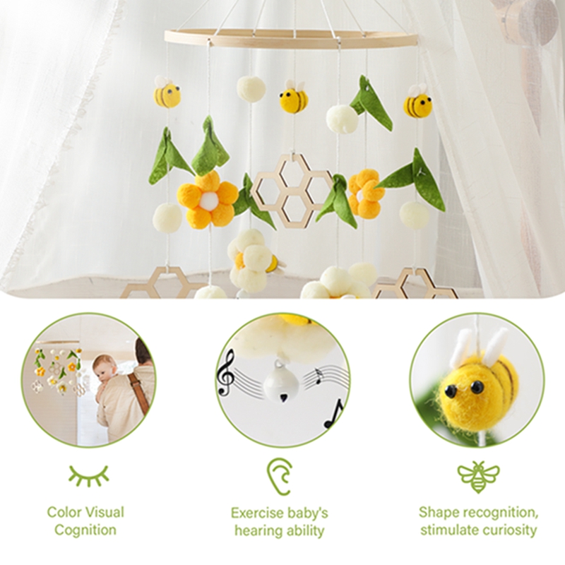 아기 딸랑이 장난감 0-12 개월 침대에 나무 모바일 신생아 뮤직 박스 침대 벨 교수형 장난감 홀더 브래킷 유아용 침대 소년 장난감