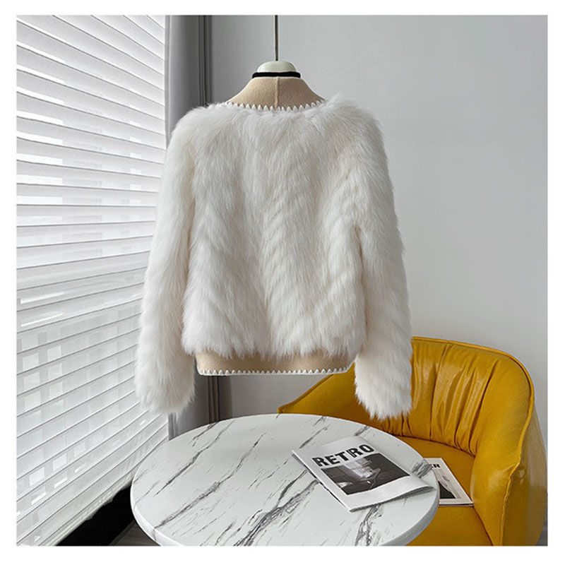 Abrigo de piel de imitación para mujer, cárdigan de Tweed de doble cara, cuello Mao, nuevo estilo, otoño e invierno, 2024