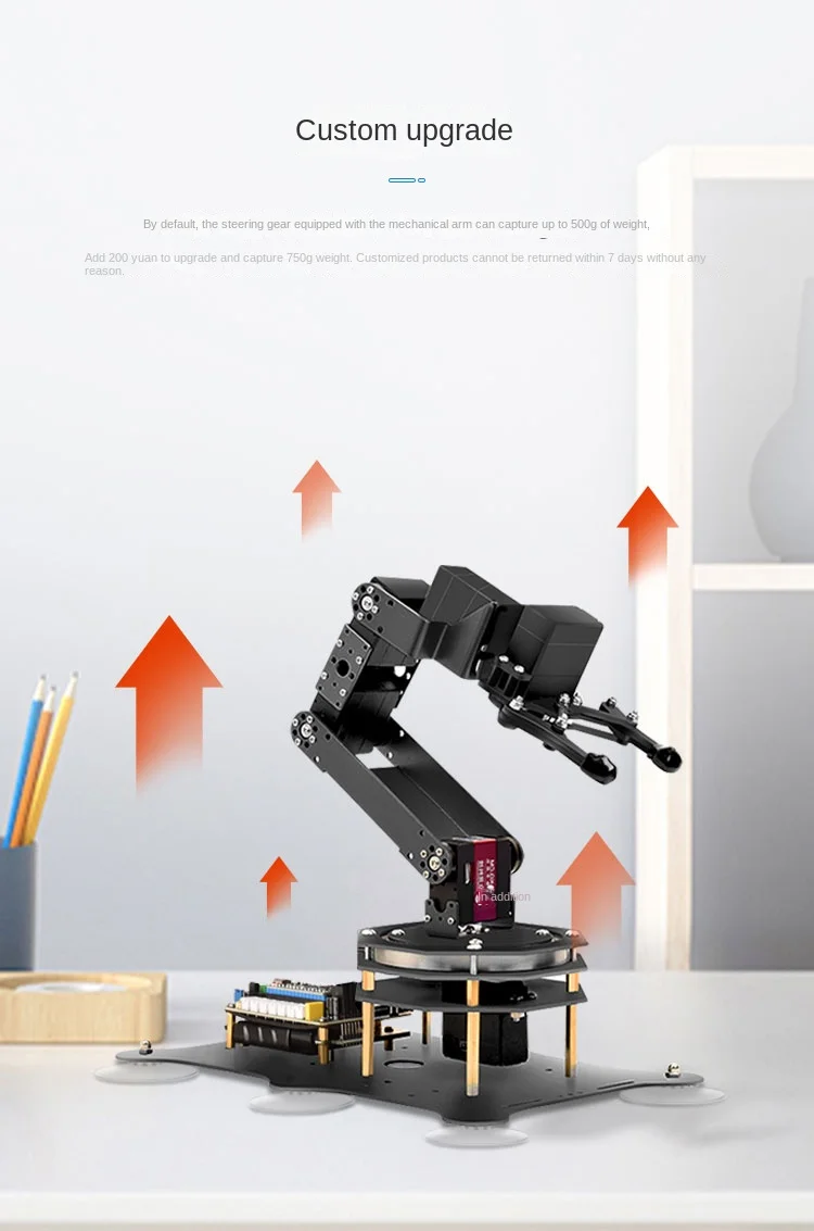 Black 6 DOF Robot Arm 180/360 Degree Metal Claw Rotating Base For Arduino ESP32 Robot DIY Kit Ps2 Handle Programmable Robot Arm