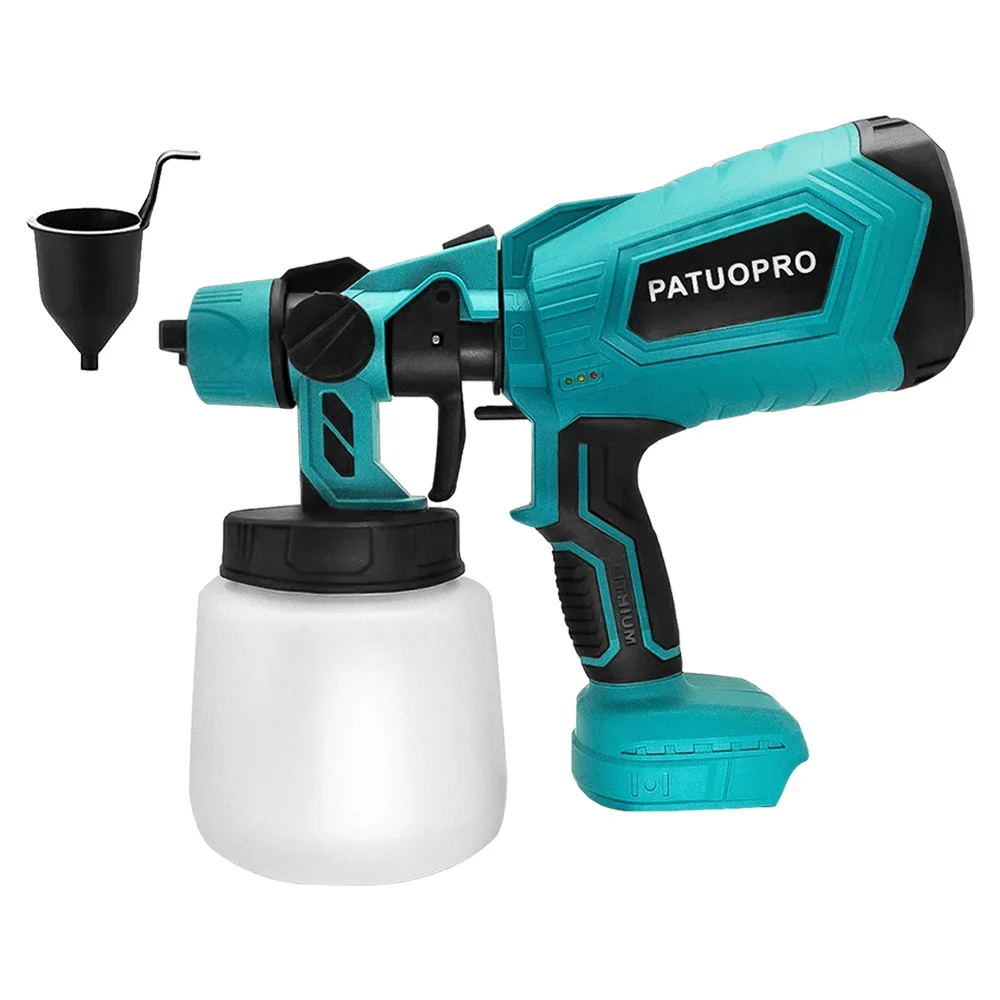 PISTOLA DE PULVERIZACIÓN eléctrica inalámbrica, pulverizador de pintura HVLP, aerógrafo de revestimiento de acero para pared de muebles automáticos, batería Makita de 18V (sin batería)