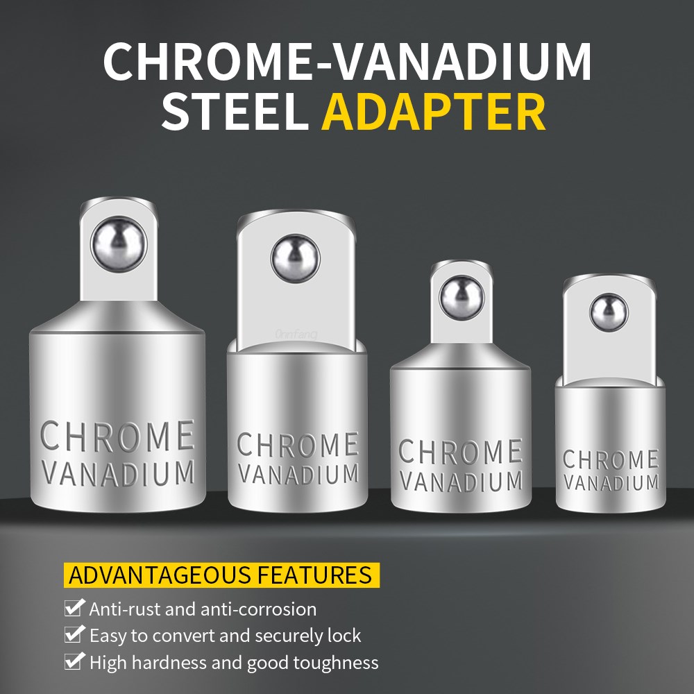 Onnfang Socket Adapter Drive Head Ratchet Wrench 1/2 3/8 1/4 CR-V Chrome Vanadium Steel for Car Bicycle Garage Home Repair Tools