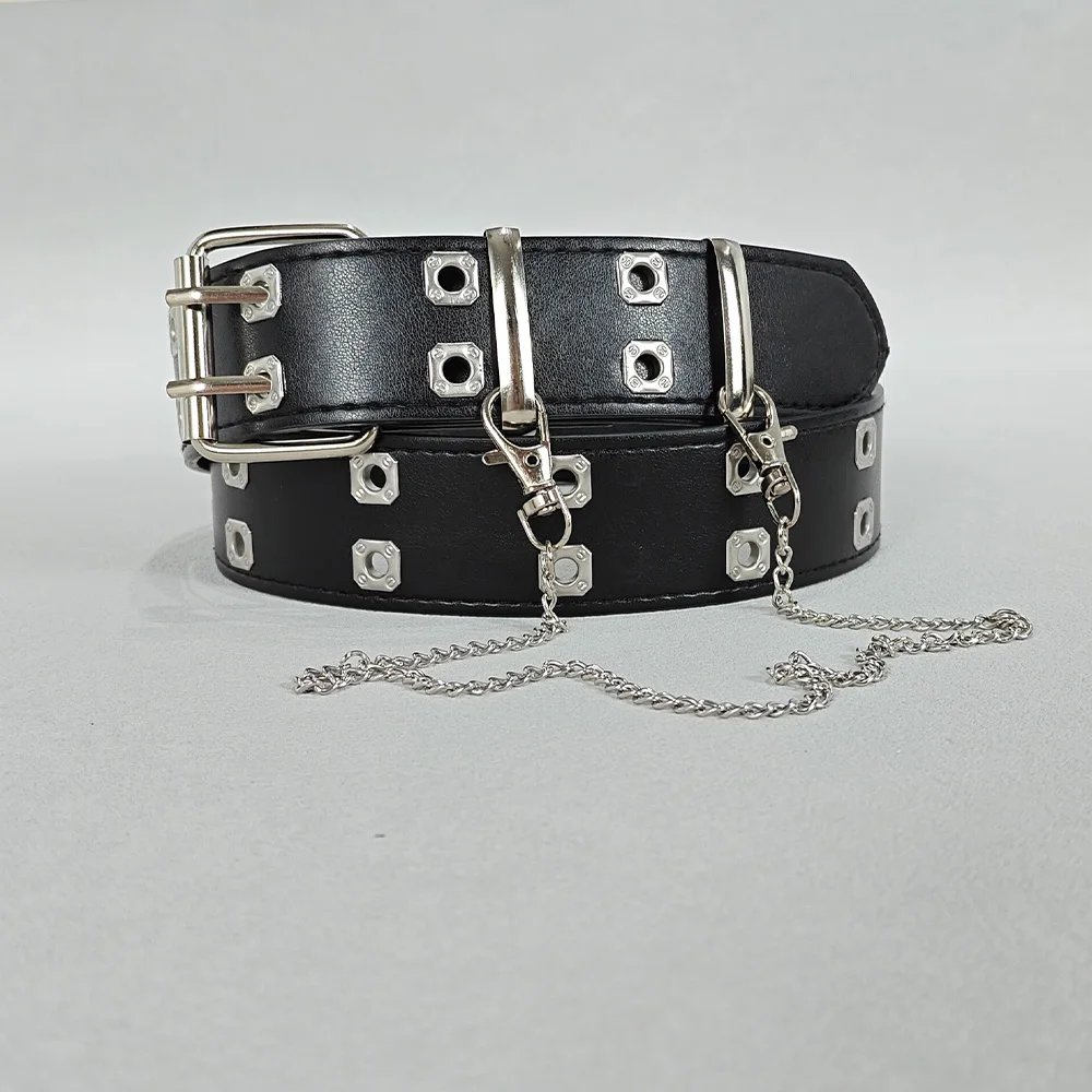 Retro Square Rivet Men's Belt With Three Row Needle Buckle Hip-Hop Rock Punk Y2k Style Jeans Belts For Women Goth Waistband