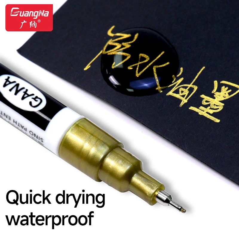 Guangna Paint Marker Pen DIY Reflective Paint Metallic Pen Permanent Gold SILVER Marker Touch Up,School Model Painting 1/2pcs