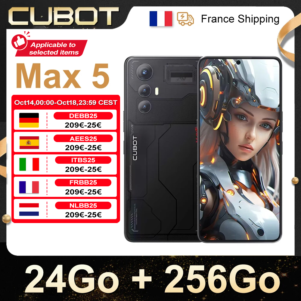 [Wereldpremière] CUBOT MAX 5, Android-smartphone 5G, afmetingen 8200, 6,95" 144Hz groot scherm, 24+256GB, gamingtelefoon, toevoegen aan winkelwagen