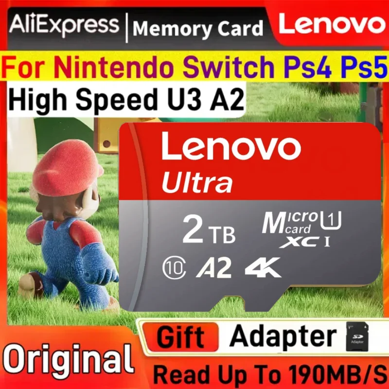 Tarjeta De memoria Lenovo De 2TB y 1TB, tarjeta Micro SD Class10 A2, 128GB, 256GB, 512GB, Cartao De Memoria, tarjeta SD para cámara, Nintendo Switch, PC