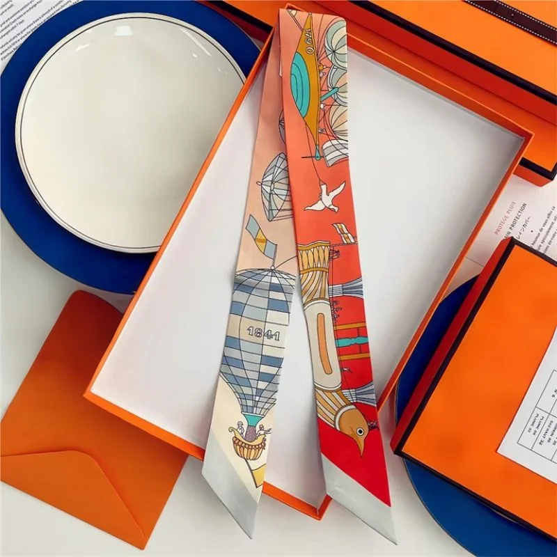 100% шелк, высокое качество, элитный брендовый шарф, женская повязка на голову, повязка для волос, платок, галстук, лента, шейный платок, узкие шарфы, аксессуары