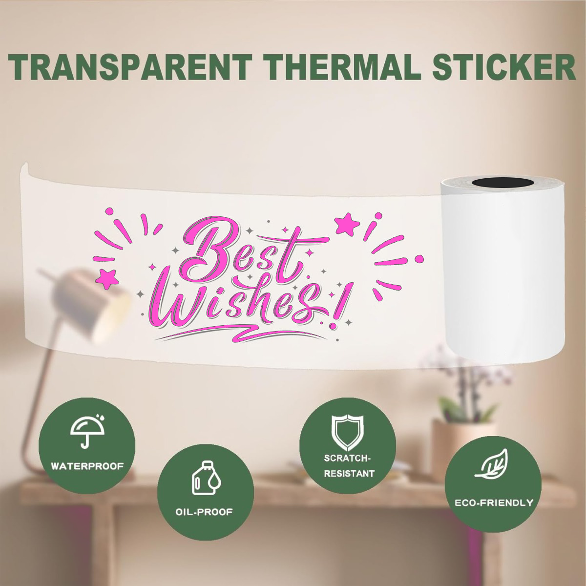 Transparent Self-Adhesive Thermal Paper Cyan/Pink/Blue/Black on Clear Glossy For Mini Thermal Printer 57x25mm For Scrapbook Note