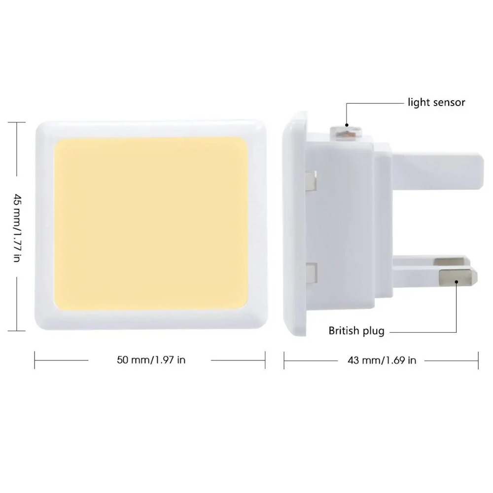 Melery Auto 0,3 W LED luz nocturna enchufe del Reino Unido blanco cálido/día atardecer hasta amanecer Sensor de luz diurna diseño inteligente de ahorro de energía Oficina en casa