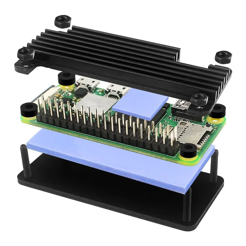 Raspberry Pi Zero 2 W Aluminum Case Metal Shell Passive Cooling Heat Sink GPIO Header for Raspberry Pi Zero 2W