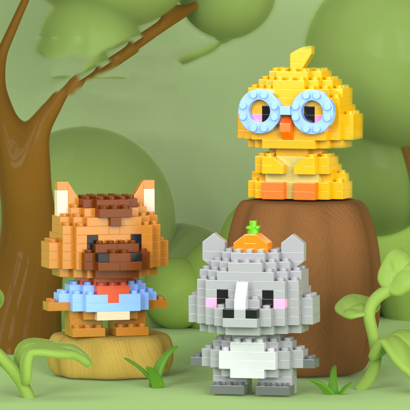 12 スタイルマイクロ動物ビルディングブロックミニレンガ動物モデル犬猫鳥象パズルのおもちゃ子供の誕生日プレゼント