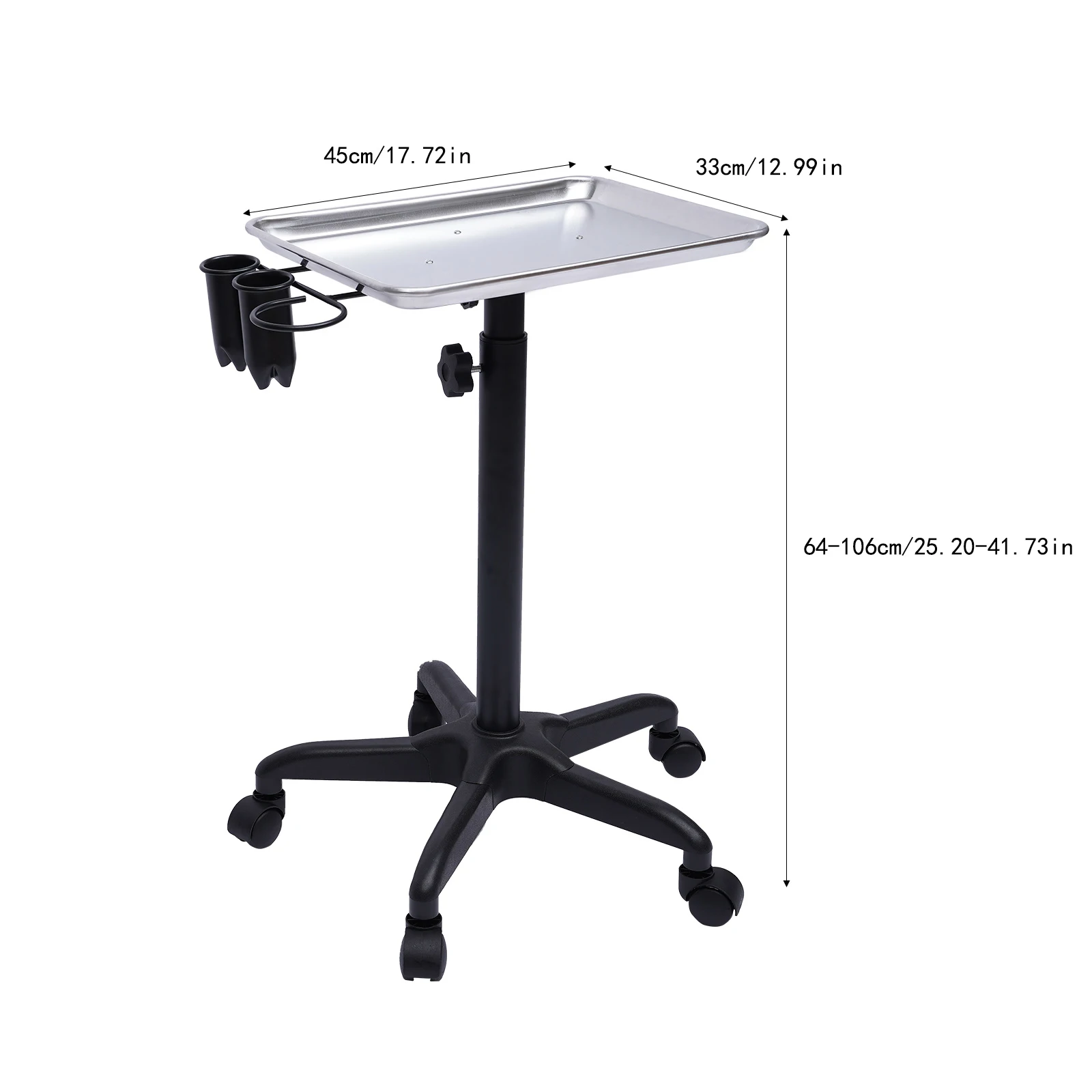 Mobile Rolling Mayo Stand Trolley, instrumento médico com bandeja removível e base