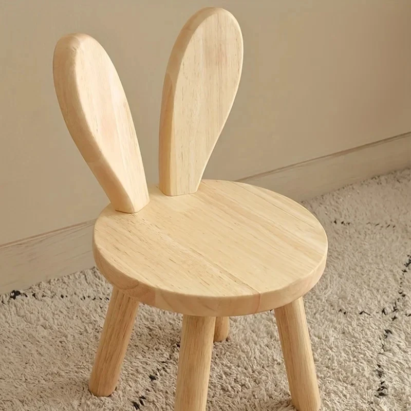【Hot Cake】Small Board Stool, Cute  Ears Solid Wood Small Stool, Decorative Stool Children Chair