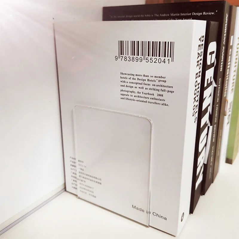 Transparent Acrylic Bookends Stand Bookshelf Desktop Decorative Storage Rack Bookend Book Holder School Stationery