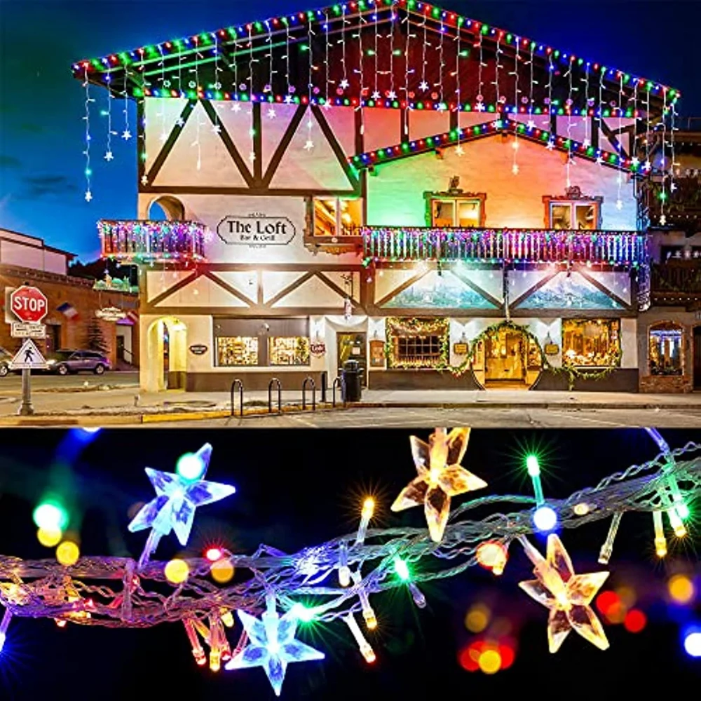 クリスマスデコレーションライト屋外 20 メートル 864 LED ストリート花輪つららライト屋外防水カーテン妖精ストリングライト
