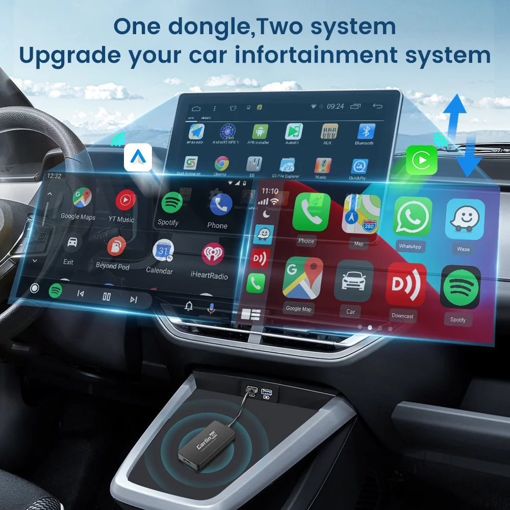 Carlinkit Wireless Android Auto CarPlay Dongle Wired Screen Mirroring für Aftermarket Android Radio Smart Link Box
