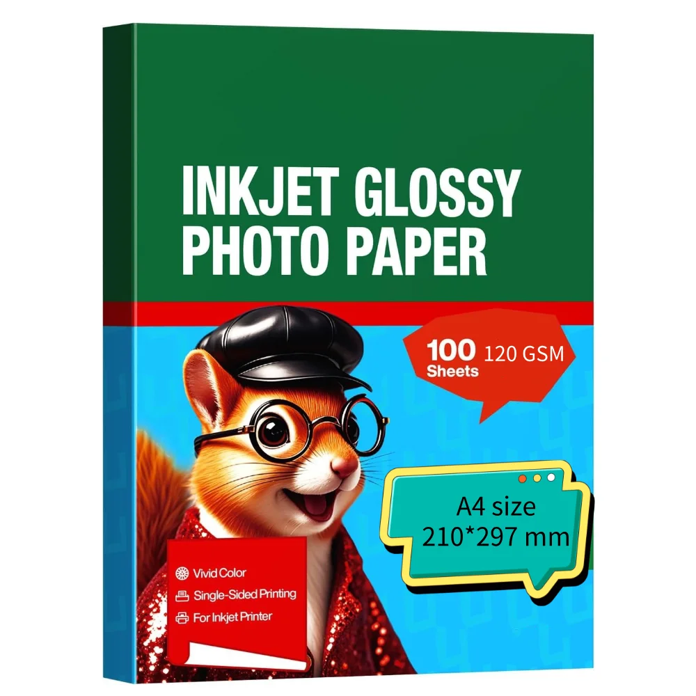 Carta fotografica lucida su un solo lato A4 da 100 fogli 8,3X11,7 pollici 120 g/m2 Carta fotografica per stampante a getto d'inchiostro per stampa volantino menu