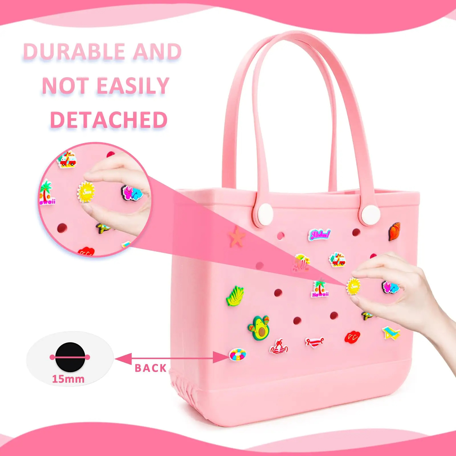18pcs Lovely Bogg Bags Accessories Rubber Summer Decoration Women Beach Bag Tote Handbag Random Pairing Decorative Buckles Inser