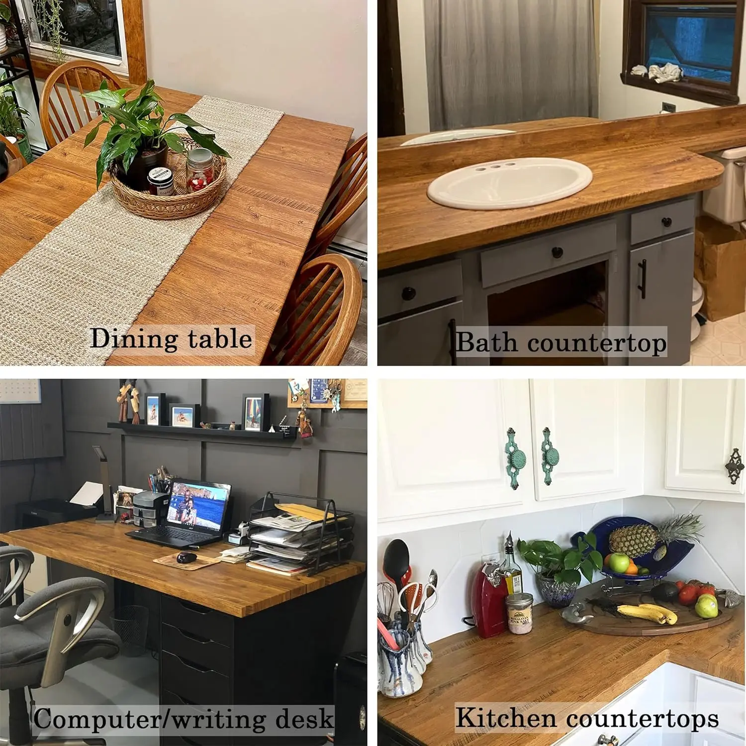 Wokhome วอลเปเปอร์แบบมีกาวในตัวทำจากไม้สำหรับติดเคาน์เตอร์เฟอร์นิเจอร์ผนังห้องครัวสติ๊กเกอร์ติดผนังแบบลอกไวนิลกันน้ำ