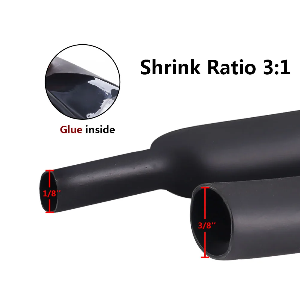 1Meter 3:1 Heat Shrink Tube With Glue Dual Wall Tubing Diameter 3.2/6.4 mm Adhesive Lined Sleeve Wrap