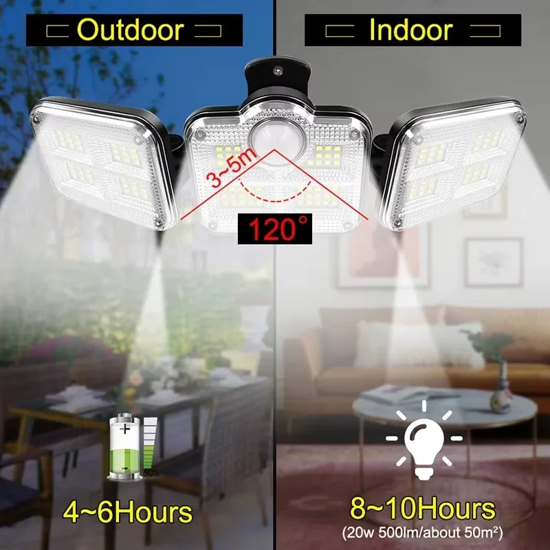122/333LED Luci Solari Sensore di Movimento Esterno Induzione Umana 3 Modalità IP65 Impermeabile Energia Solare Garage Cortile Corridoio Lampada Da Parete