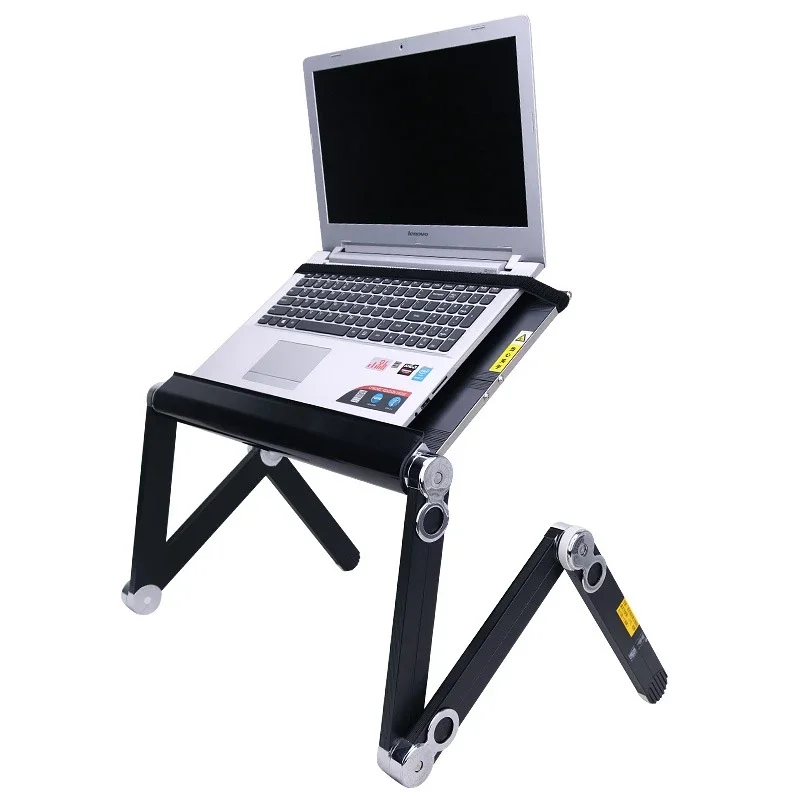 Lazy Bed Office Computer Desk, Folding Lift, Flat Aluminum Alloy, Laptop Stand, Standing Table