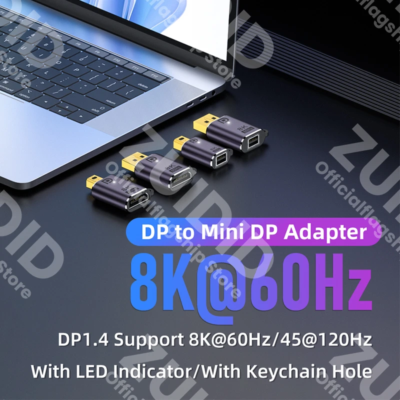 Convertidor adaptador Mini DP a Displayport 1,4 8K @ 60Hz extensor de Cable bidireccional DP a Mini DP macho a hembra para MacBook Pro
