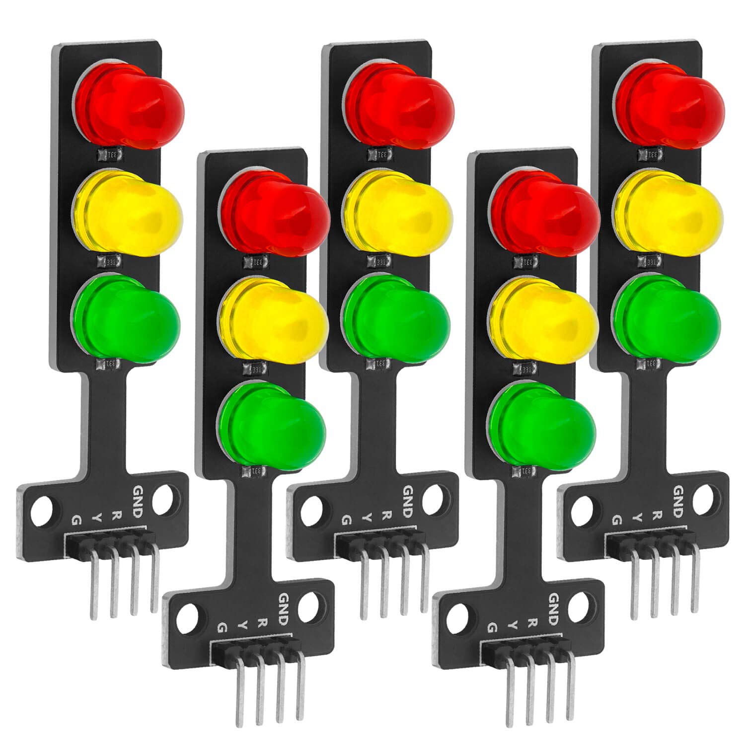 MODUL lampu จราจร LED 5X สร้างสรรค์สัญญาณไฟจราจร3.3-5V ใช้ได้กับ Arduino