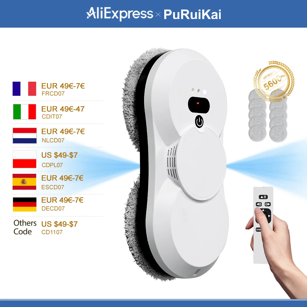 PuRuiKai robot electric automatic window cleaning Robotic vacuum cleaner, with remote control, two-way automatic spray