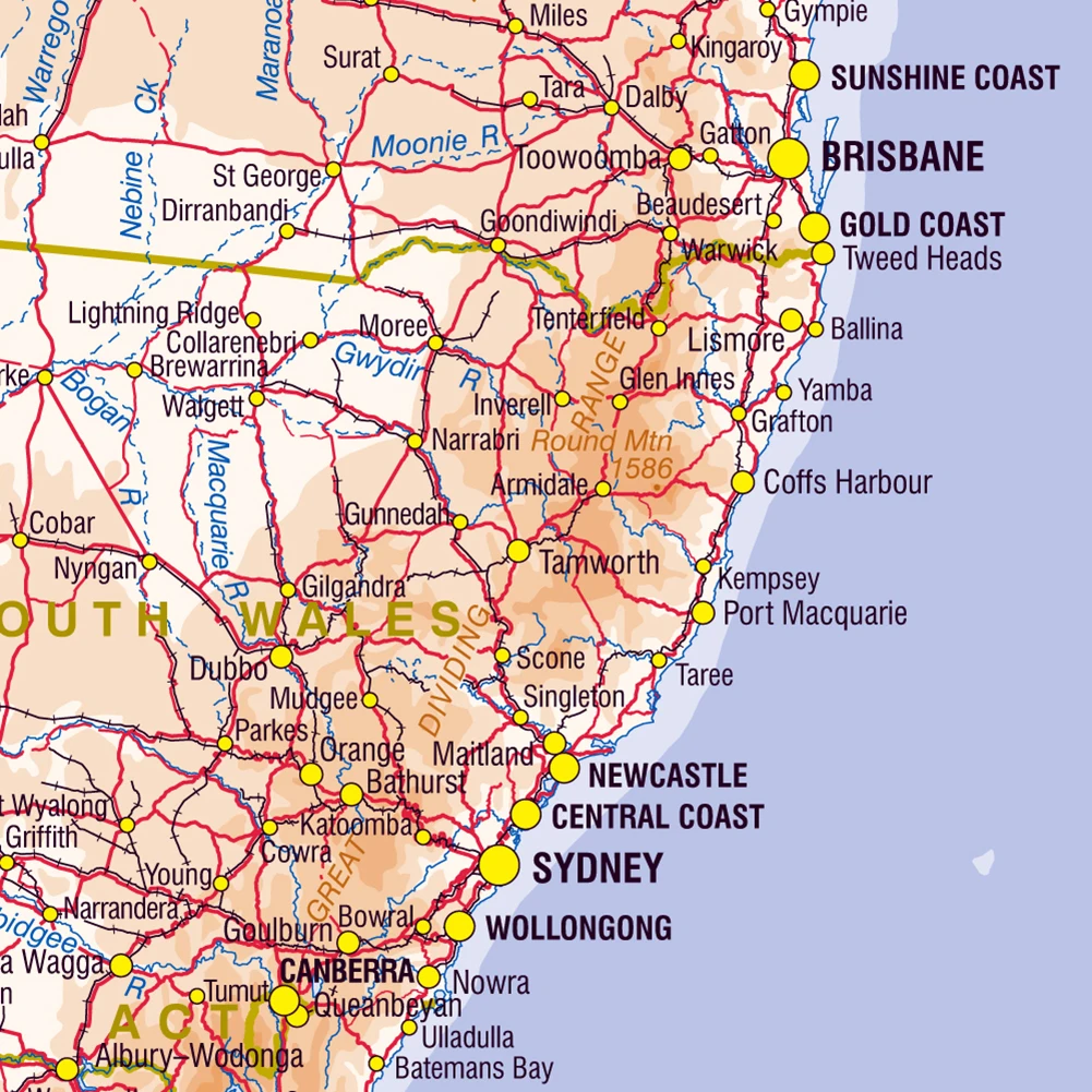 225*150cm Australia mapa geografii i transportu duży plakat włóknina płótno malarstwo przybory szkolne dekoracja wnętrz