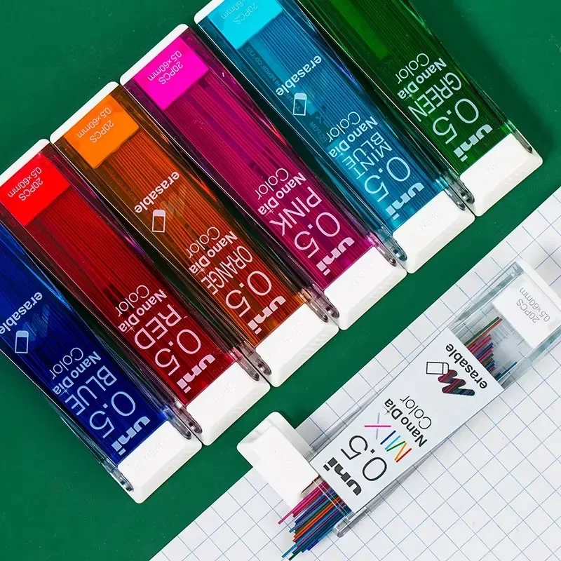 Japão uni nano dia cor 0.5-202ndc lápis mecânico colorido leva recargas 0.5mm material de escrita 202ndc