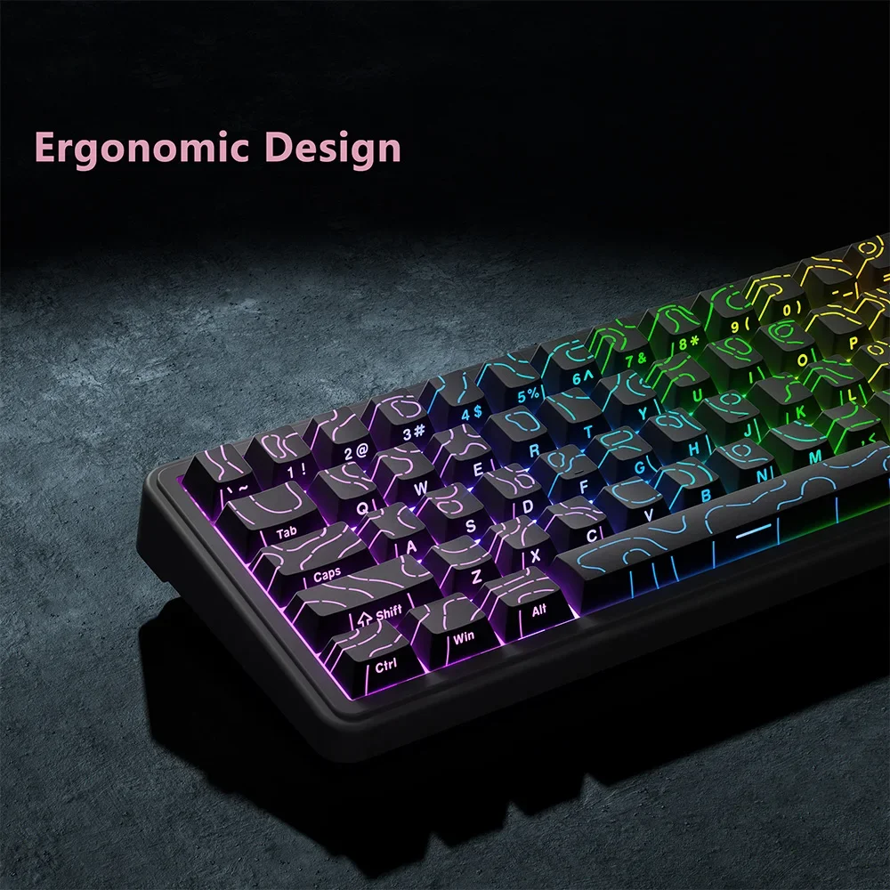 New Topographic Keycaps 4.0 Version Shine Through 98 Key PBT Cherry Profile Side Print Backlit for MX Gamer Mechanical Keyboard