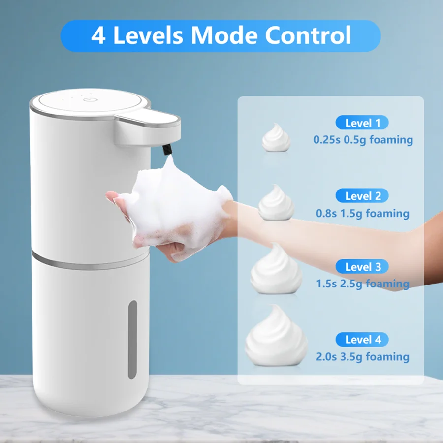 380ml capacidade ipx5 à prova dwaterproof água mão desinfetante bomba máquina de lavar 4 níveis sensor inteligente touchless elétrico automático dispensador sabão