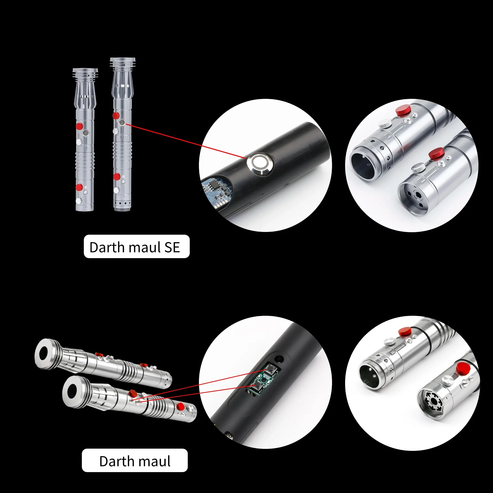 TREX VIP 2 Chiếc Tay Cầm Lưỡi Dao JEDI 16 Âm Thanh Darth Maul Đôi Lightsaber Saber Đồ Chơi Kim Loại Móc Chìa Khóa Kiếm Nhật Sáng Mịn Màng đầm Xòe Thanh Kiếm Laser TXQ
