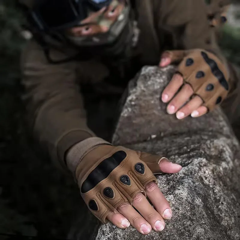 Taktische Halbfinger-Handschuhe für Herren, Armee, Militär, Kampf, Jagd, Schießen, Luftgewehr, Paintball, Polizei, Pflicht, kein Finger