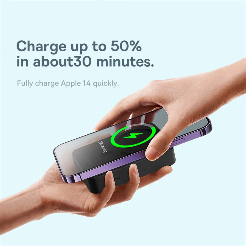 Baseus Power Bank 10000 мАч Мини-магнитный беспроводной быстрая зарядка Auto-wake для iPhone 16 15 14 13 Pro Max Магнитный внешний аккумулятор