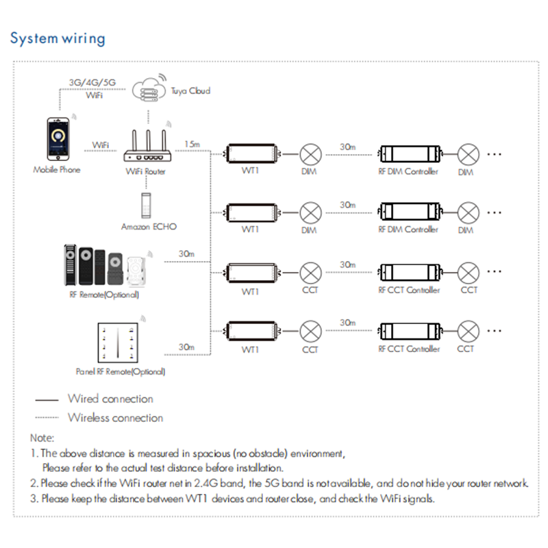 Tuya WiFi LED Dimmer 12V 24V 36V DC 2CH Smart 2,4G RF Wireless Remote Dimmen schalter WW CW CCT Controller WT1 LED Controller