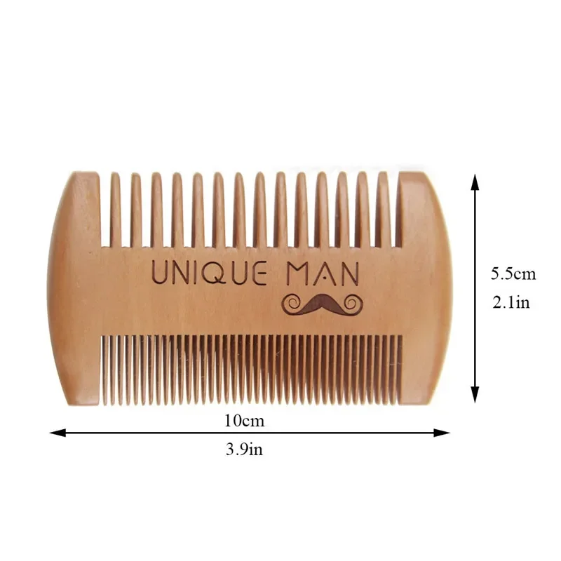Men's Wooden Beard Comb with Leather Case Mustache Hair Comb For Men Fine Coarse Teeth Perfect Beard Balms Essential Oils Comb