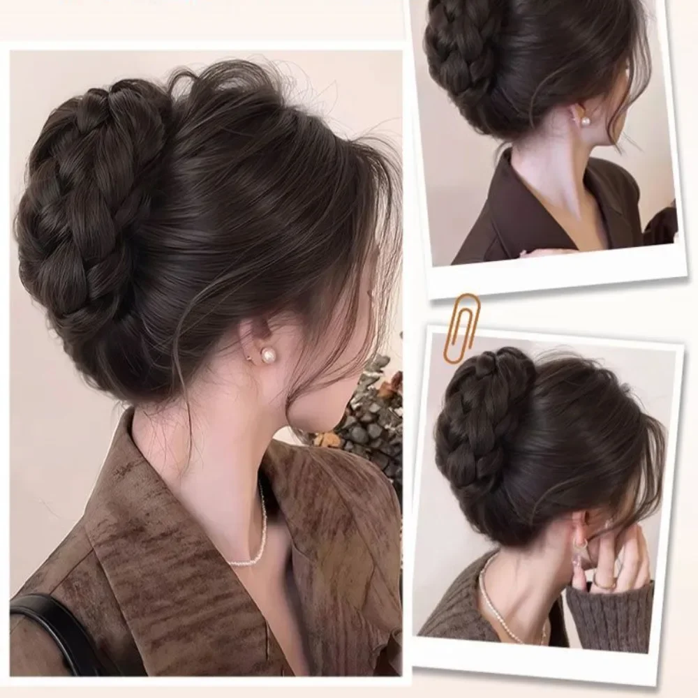 Twist Ball Kopf Synthetische Perücke Weibliche Greif Clip Hohe Schädel Top Haar Chinesischen Stil Kleid Natürliche Flauschige Vertrag