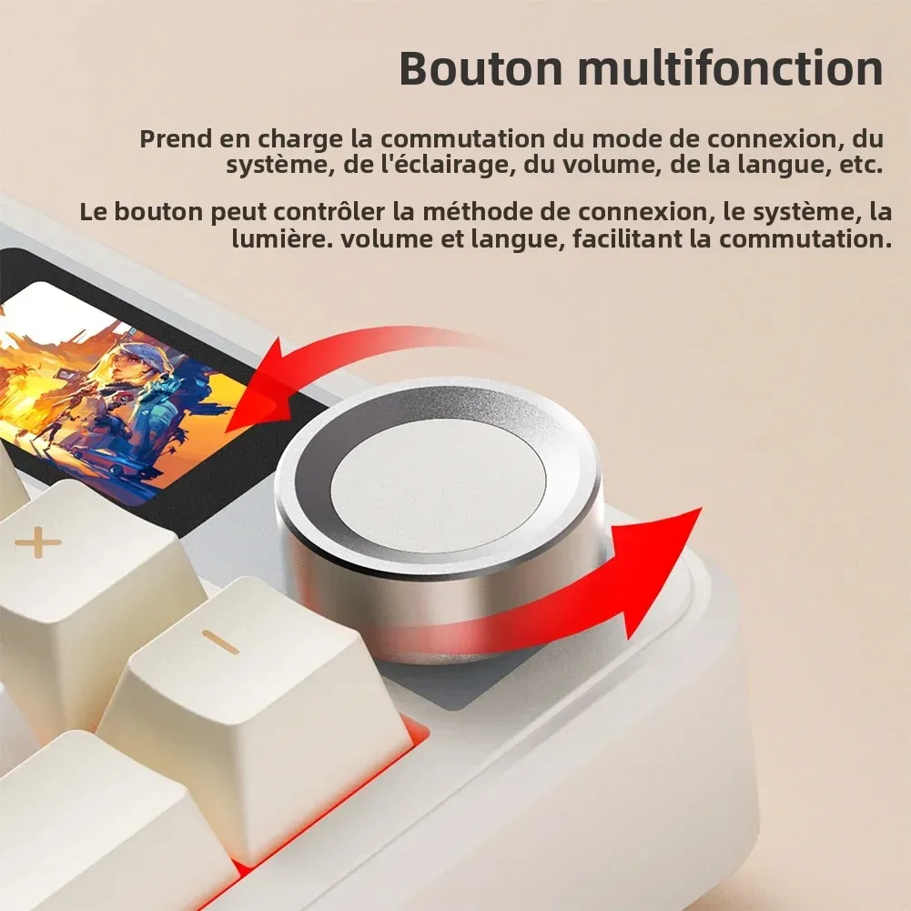 AULA F108 pro clavier Bluetooth sans fil clavier de jeu Macro joint clavier pleine taille échange à chaud avec affichage intelligent TFT